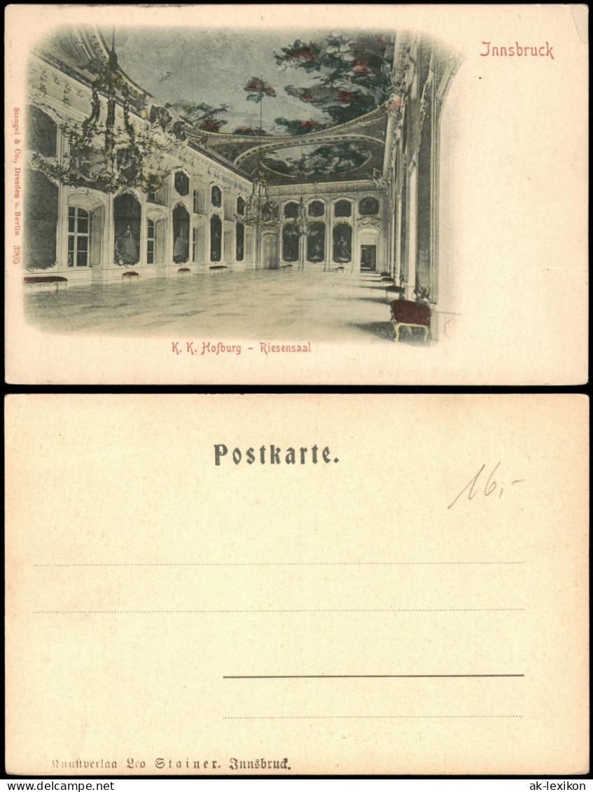 Ansichtskarte Innsbruck K. K. Hofburg Riesensaal 1909 - Innsbruck