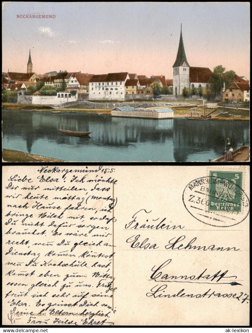 Neckargemünd Stadt Flussbadeanstalt 1925 Gel. Bahnpoststempel Mannheim Würzburg - Neckargemünd