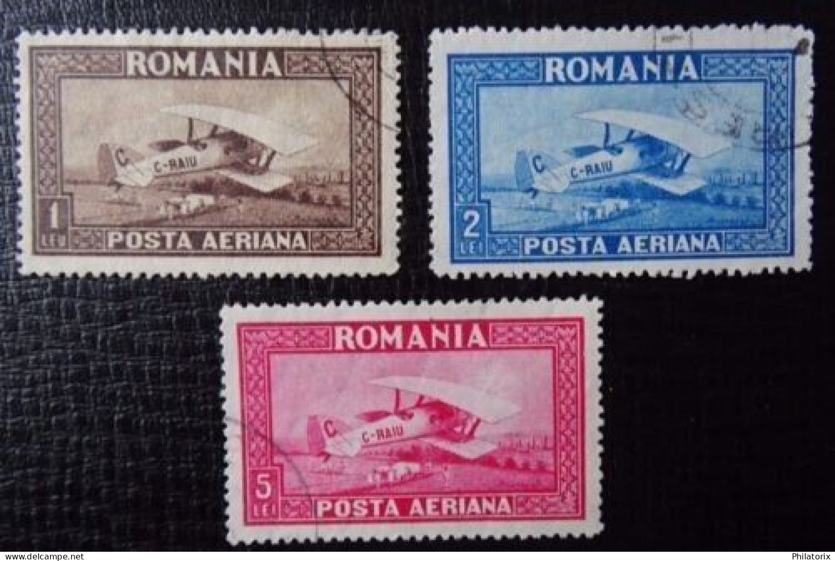 Rumänien Mi 336-338 Y , Sc C4-C6 , Flugpostmarken , Wz 4 Liegend , Gestempelt - Usado