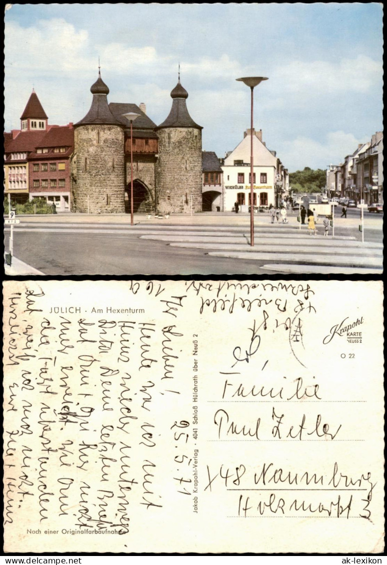 Ansichtskarte Jülich Hexen-Turm, Straßenpartie - Colorfotokarte 1971 - Jülich