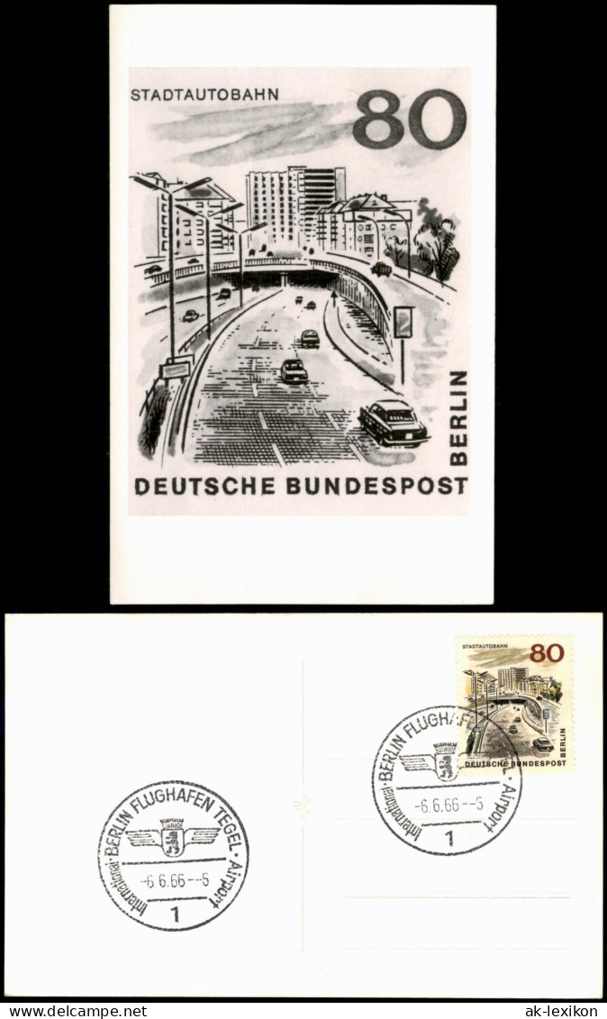 Tegel-Berlin Briefmarke STADTAUTOBAHN  Sonderstempel   Airport Flughafen 1966 - Tegel