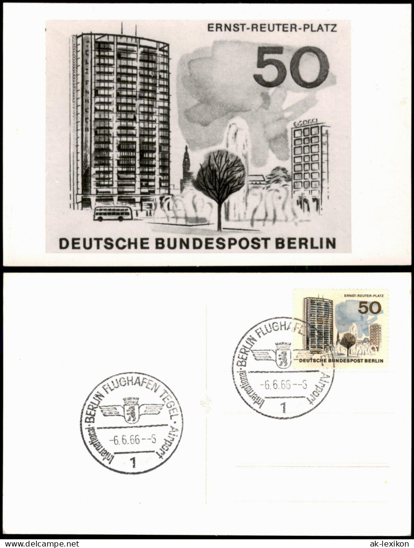 Tegel-Berlin Briefmarke ERNST-REUTER-PLATZ Mit Sonderstempel Flughafen 1966 - Tegel