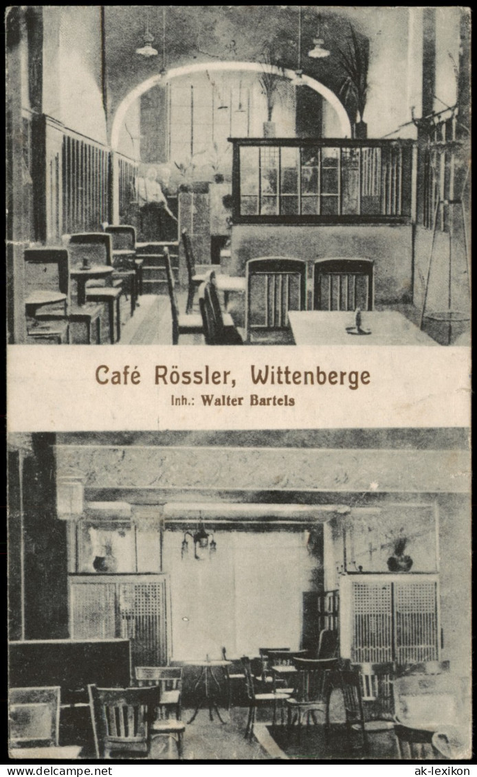 Ansichtskarte Wittenberge 2 Bild Café Rössler, Innenansichten 1921 - Wittenberge