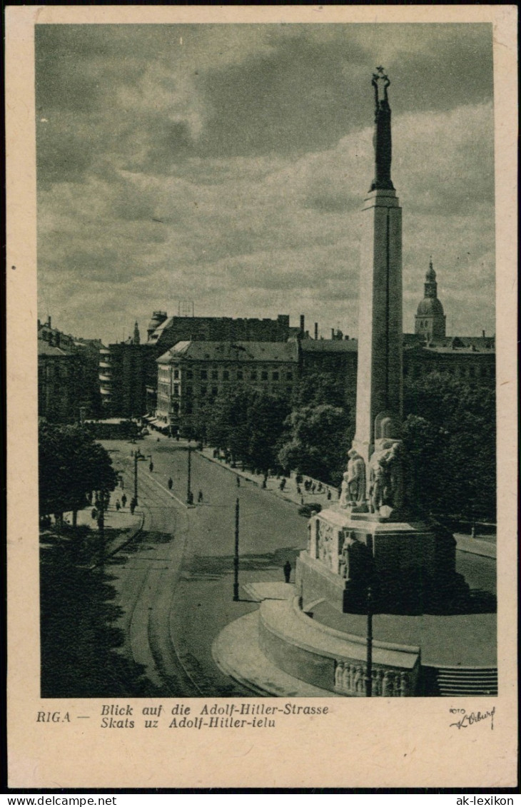 Postcard Riga Rīga Ри́га Blick Auf Die Straße 1940 - Lettonie