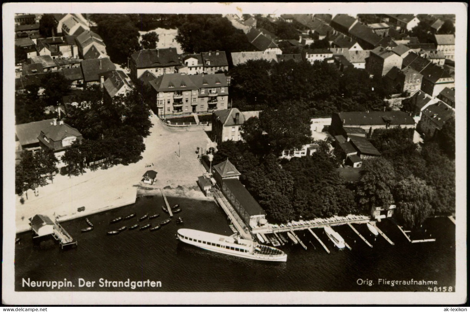 Ansichtskarte Neuruppin Luftbild Fahrgastschiff Strandgarten 1934 - Neuruppin