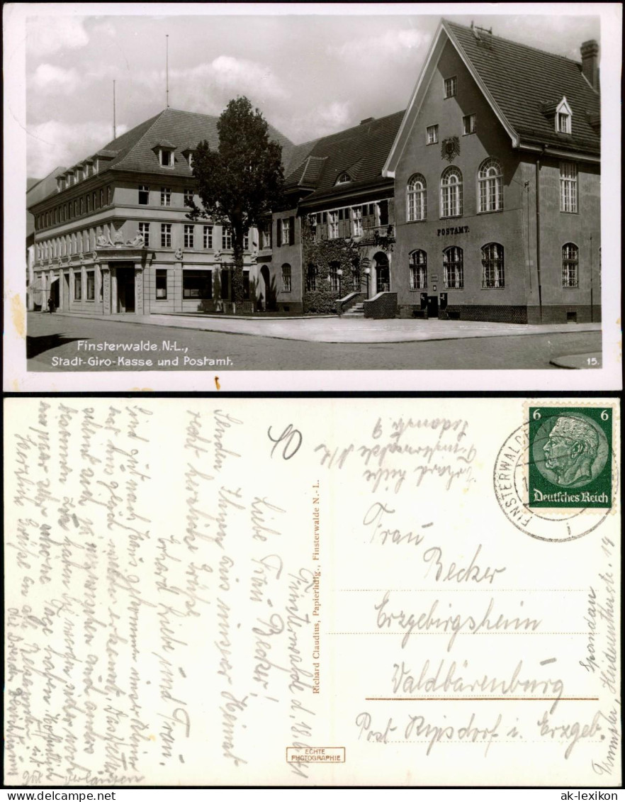 Ansichtskarte Finsterwalde Grabin Stadt-Giro-Kasse Und Postamt 1941 - Finsterwalde