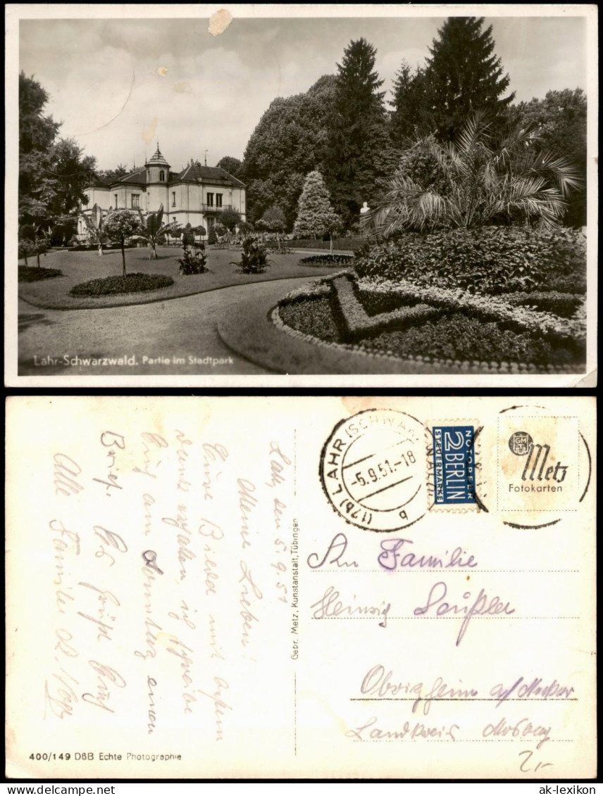 Ansichtskarte Lahr (Schwarzwald) Partie Im Stadtpark 1951 - Lahr