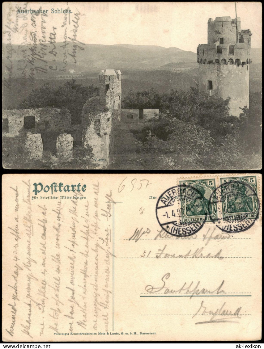 Ansichtskarte Auerbach (Bergstraße)-Bensheim Auerbacher Schloss 1907 - Bensheim