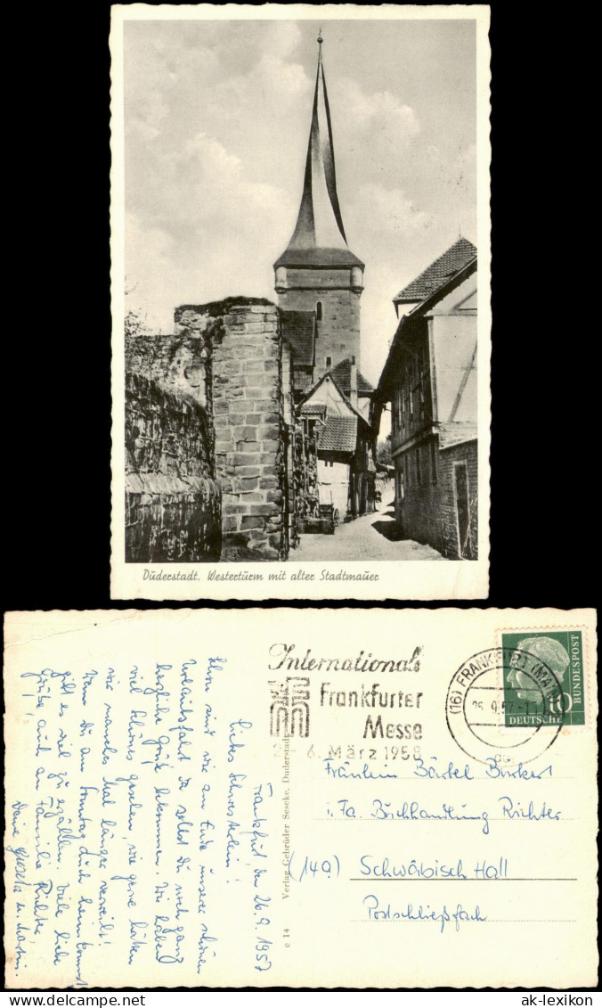 Ansichtskarte Duderstadt Westerturm Mit Alter Stadtmauer 1957 - Duderstadt