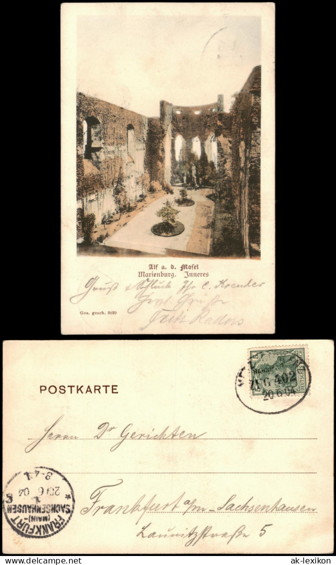 Ansichtskarte Alf (Mosel) Marienburg Inneres 1904 Bahnpoststempel Zug 402 - Alf-Bullay