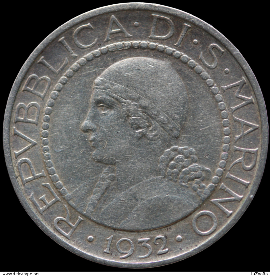 LaZooRo: San Marino 5 Lire 1932 XF / UNC Scarce - Silver - Saint-Marin