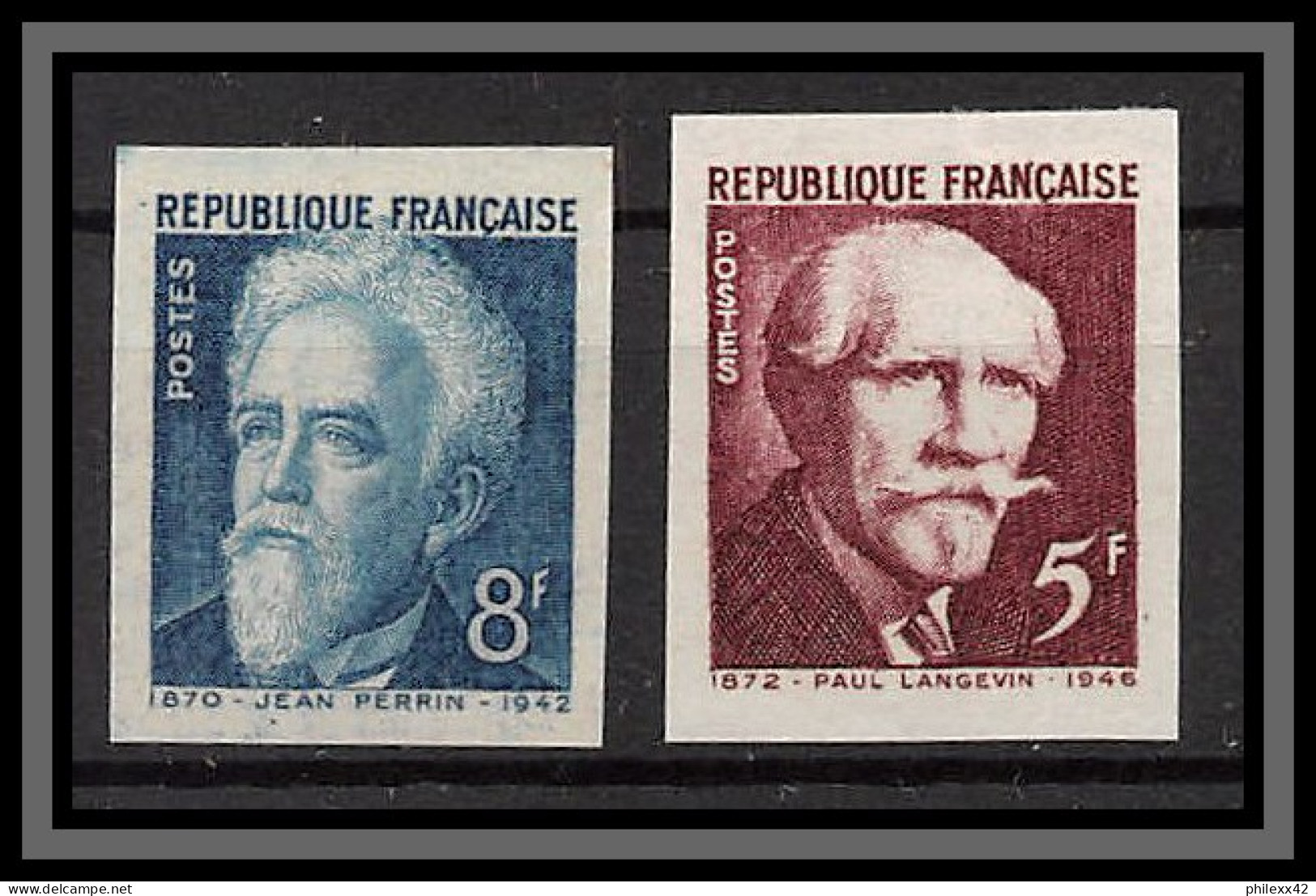 France N°820/821 Paul Langevin Jean Perrin Physique Chimie (physic) Non Dentelé ** MNH (Imperf) Cote Maury 55 EUROS - 1941-1950