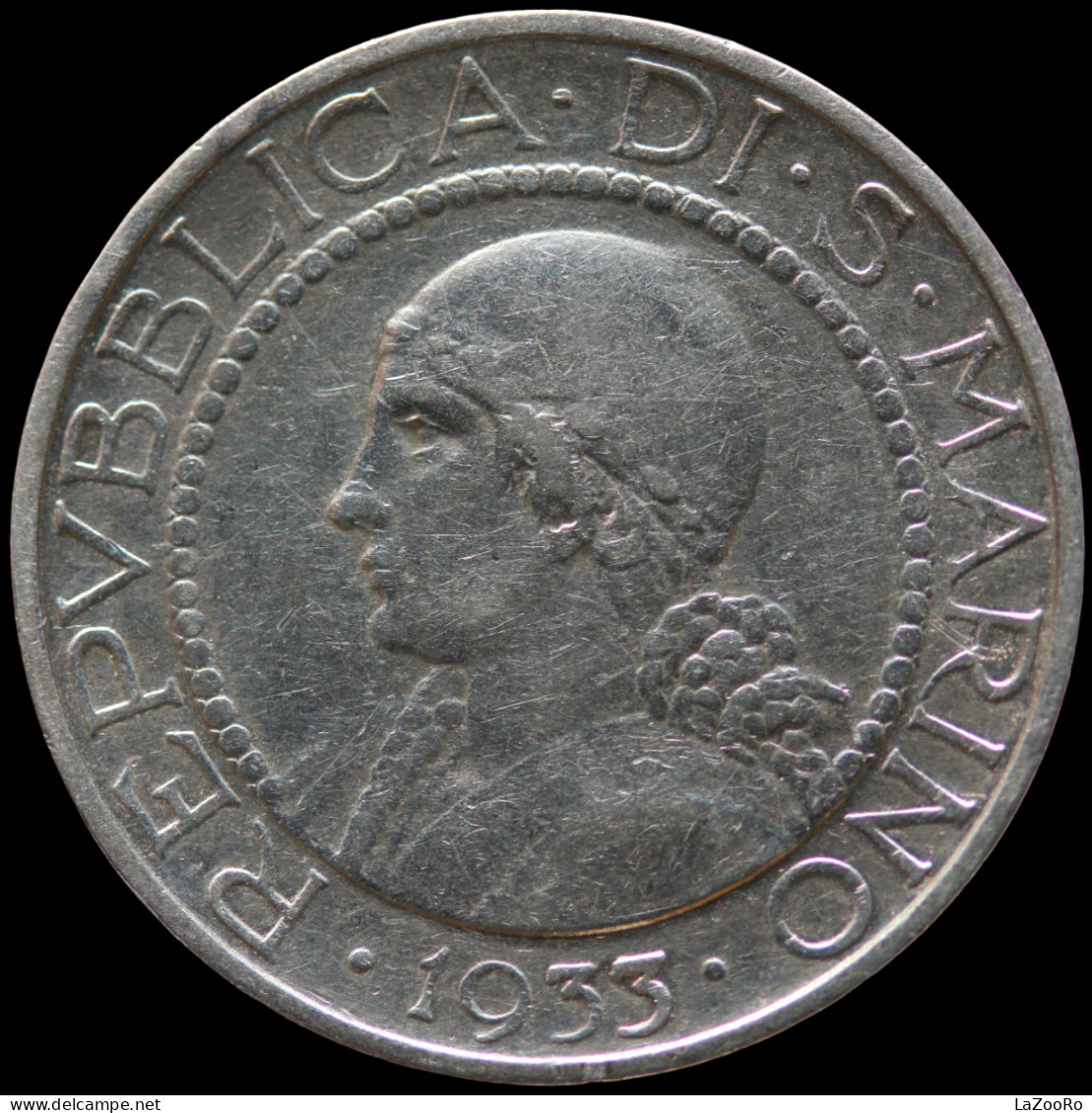 LaZooRo: San Marino 5 Lire 1933 XF / UNC Scarce - Silver - Saint-Marin