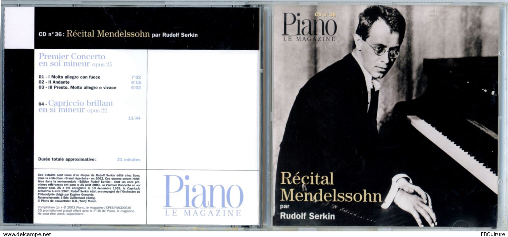 Piano Magazine N° 36 Avec CD - Sept-Oct 2003 - Rudof Serkin / Pierre Boulez - Musik