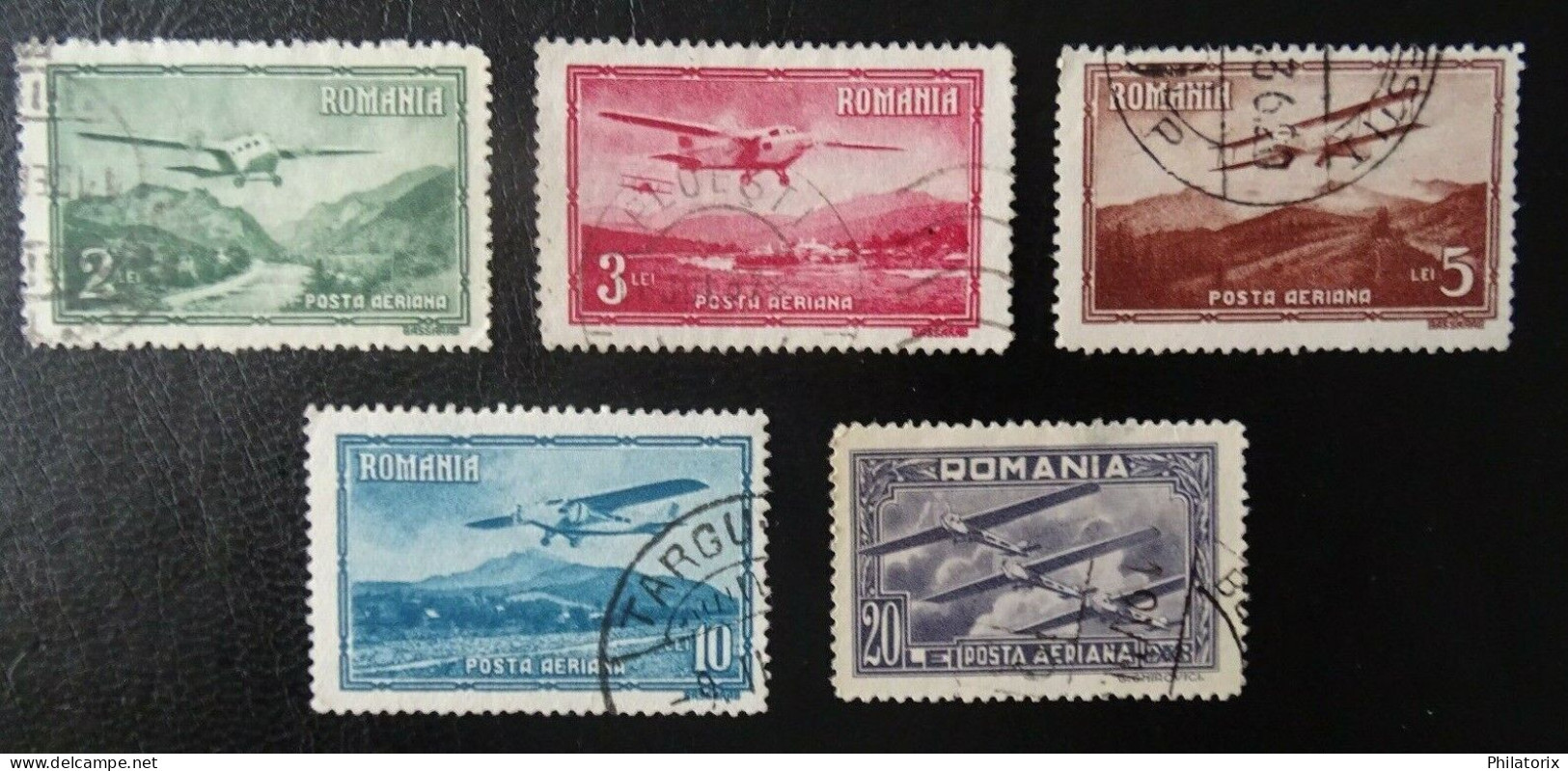 Rumänien Mi 419-423 , Sc C14-C21 , Flugzeuge , Gestempelt - Usado