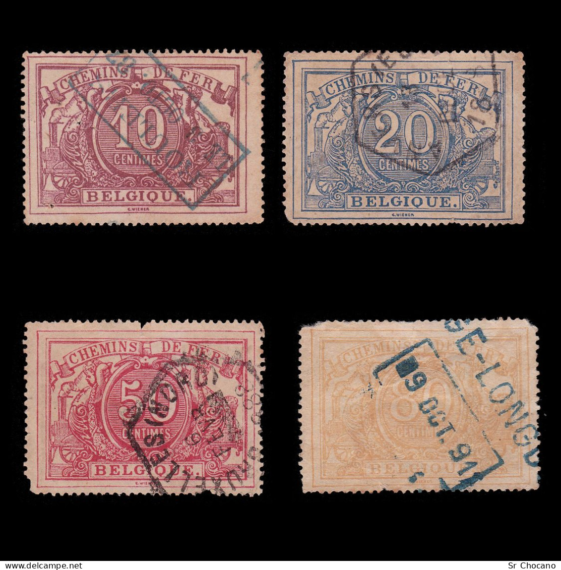 BELGIUM RAIL WAY STAMPS.1882-84.SET 4.USED - Usados