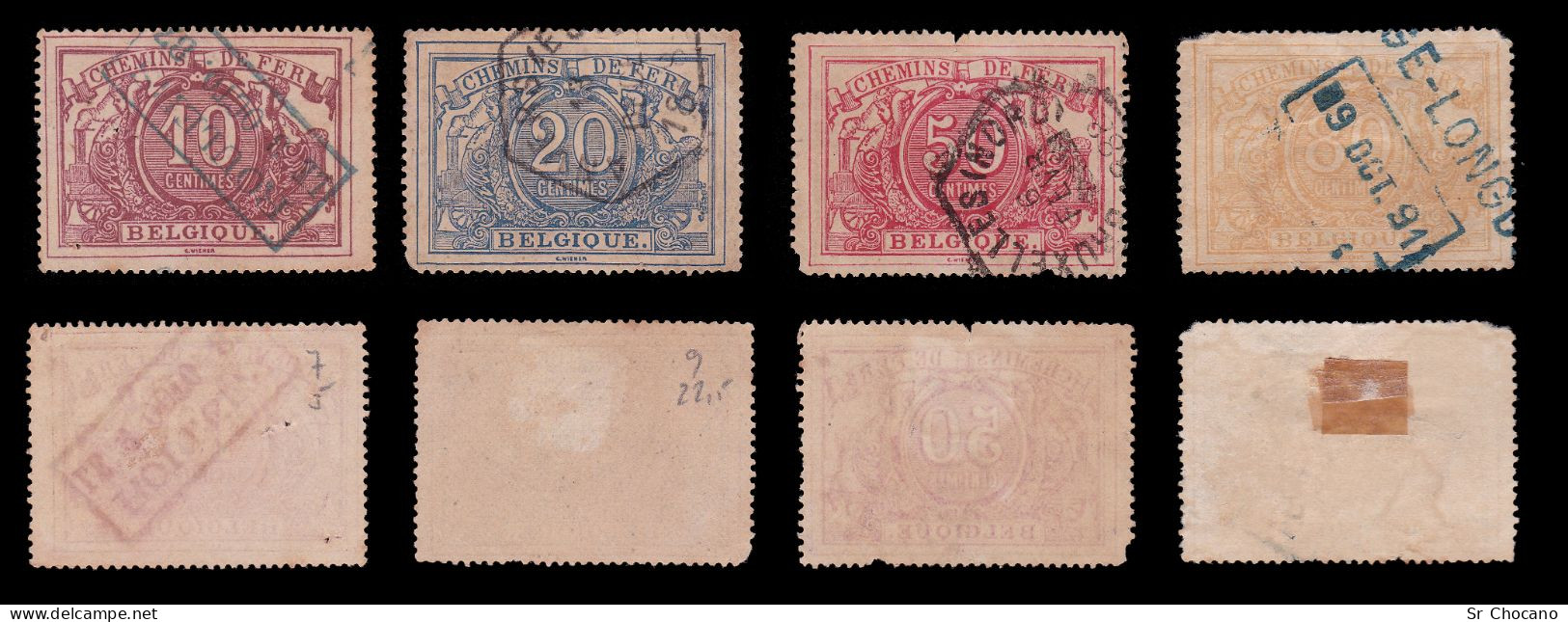 BELGIUM RAIL WAY STAMPS.1882-84.SET 4.USED - Oblitérés