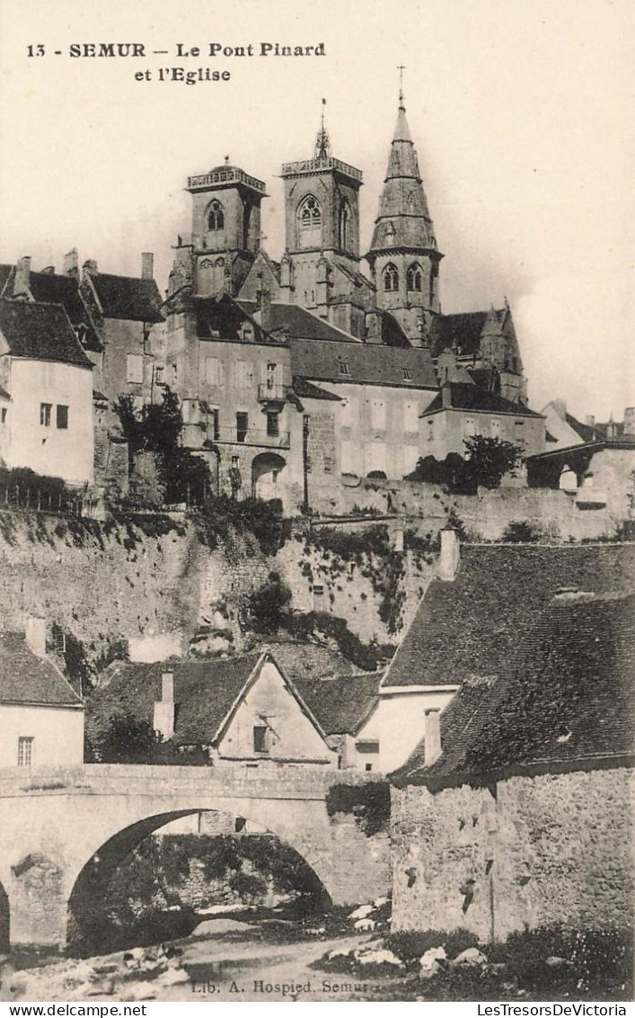 FRANCE - Semur - Vue Générale Sur Le Pont Pinard Et L'église - Des Maisons Aux Alentours - Carte Postale Ancienne - Semur