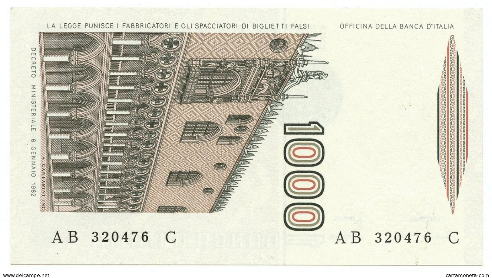 1000 LIRE MARCO POLO LETTERA B 02/05/1983 FDS - Otros & Sin Clasificación