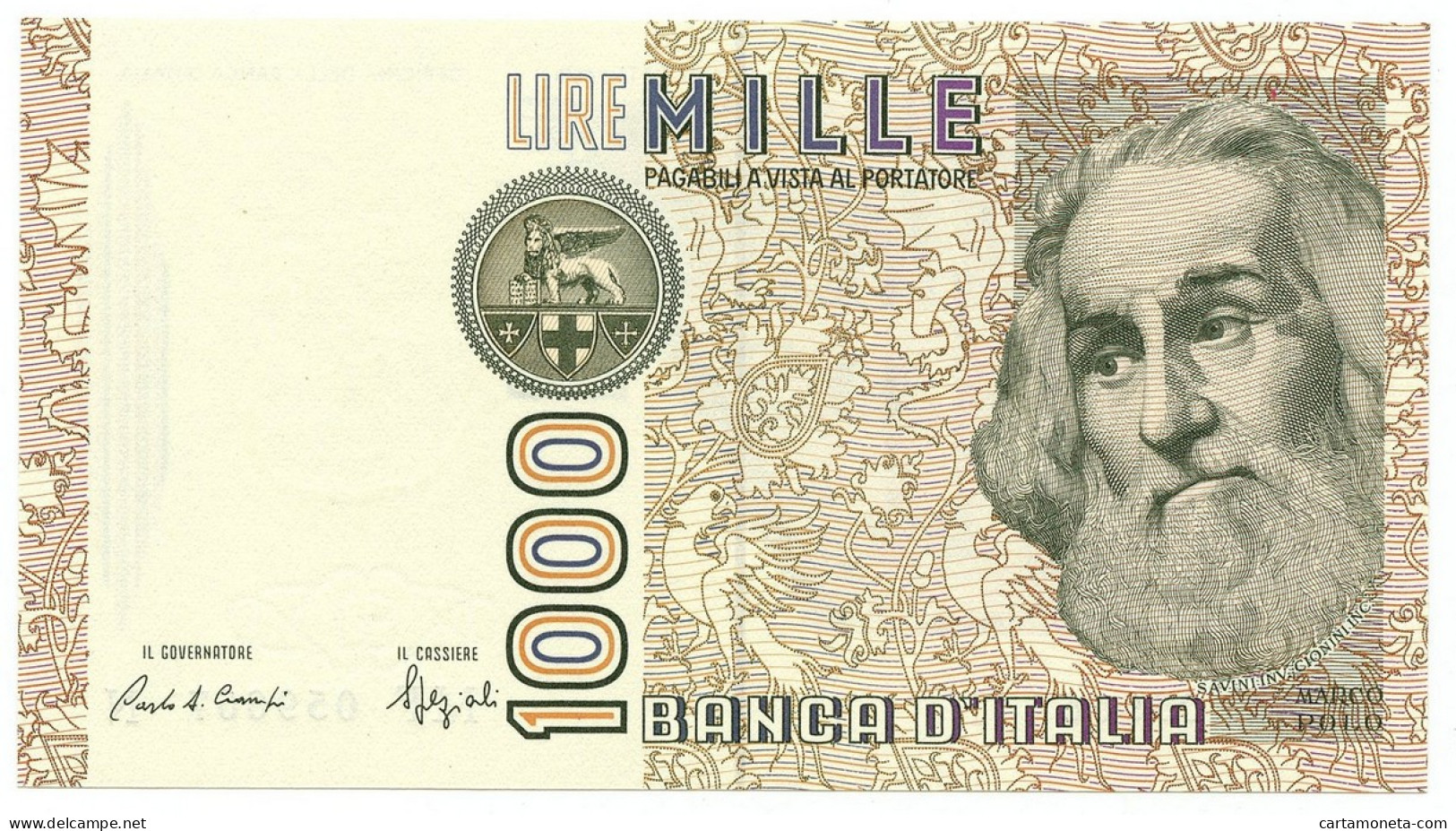 1000 LIRE MARCO POLO LETTERA F 20/10/1988 FDS - Andere & Zonder Classificatie