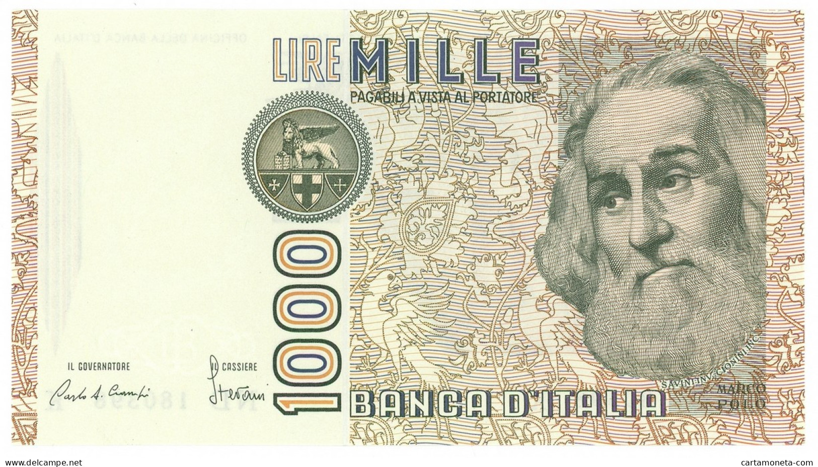 1000 LIRE MARCO POLO LETTERA D 28/10/1985 FDS - Otros & Sin Clasificación