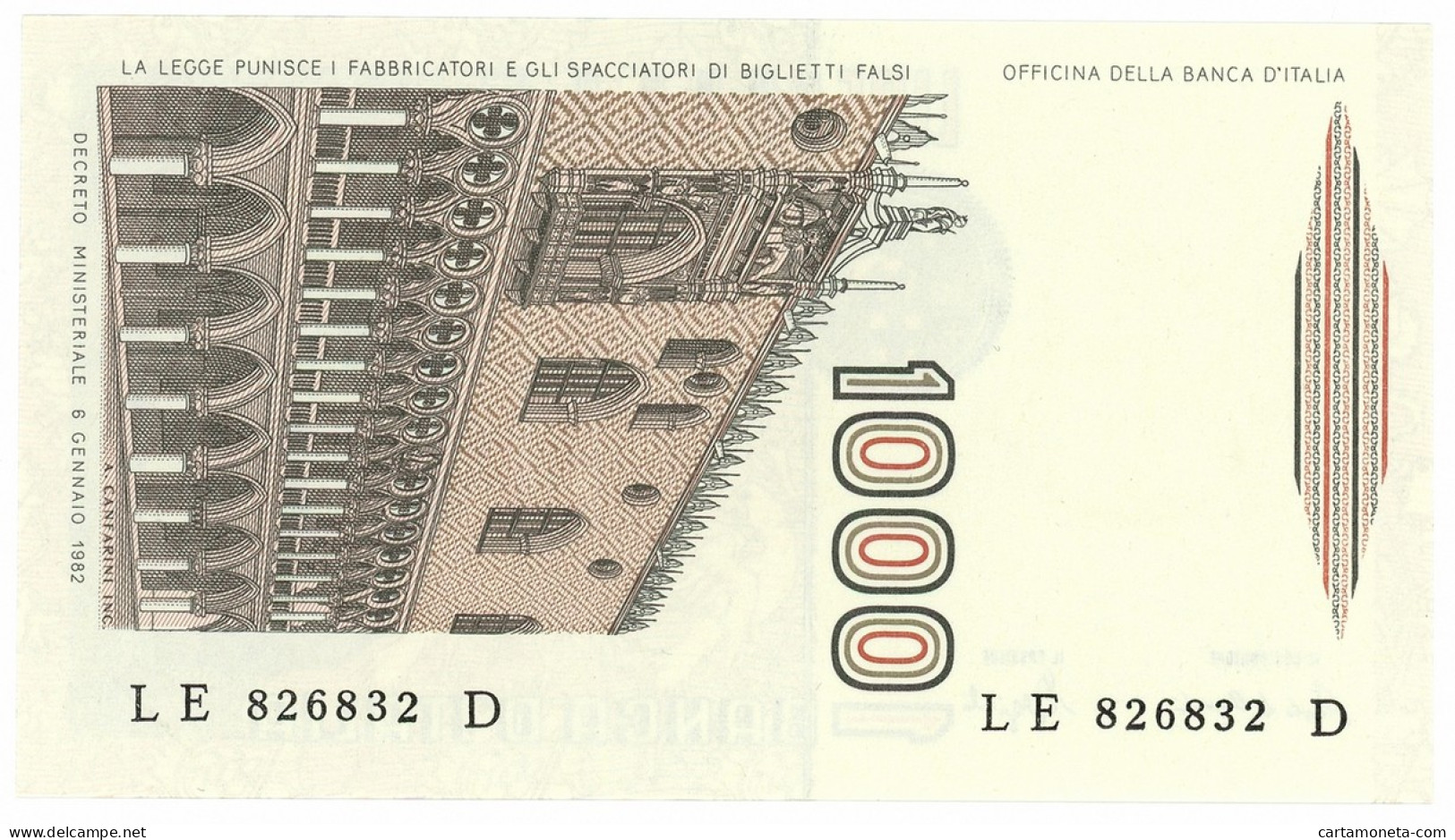 1000 LIRE MARCO POLO LETTERA E 18/01/1988 FDS - Otros & Sin Clasificación