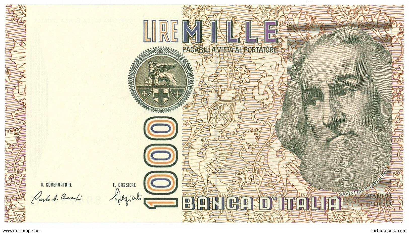 1000 LIRE MARCO POLO LETTERA F 20/10/1988 FDS - Altri & Non Classificati