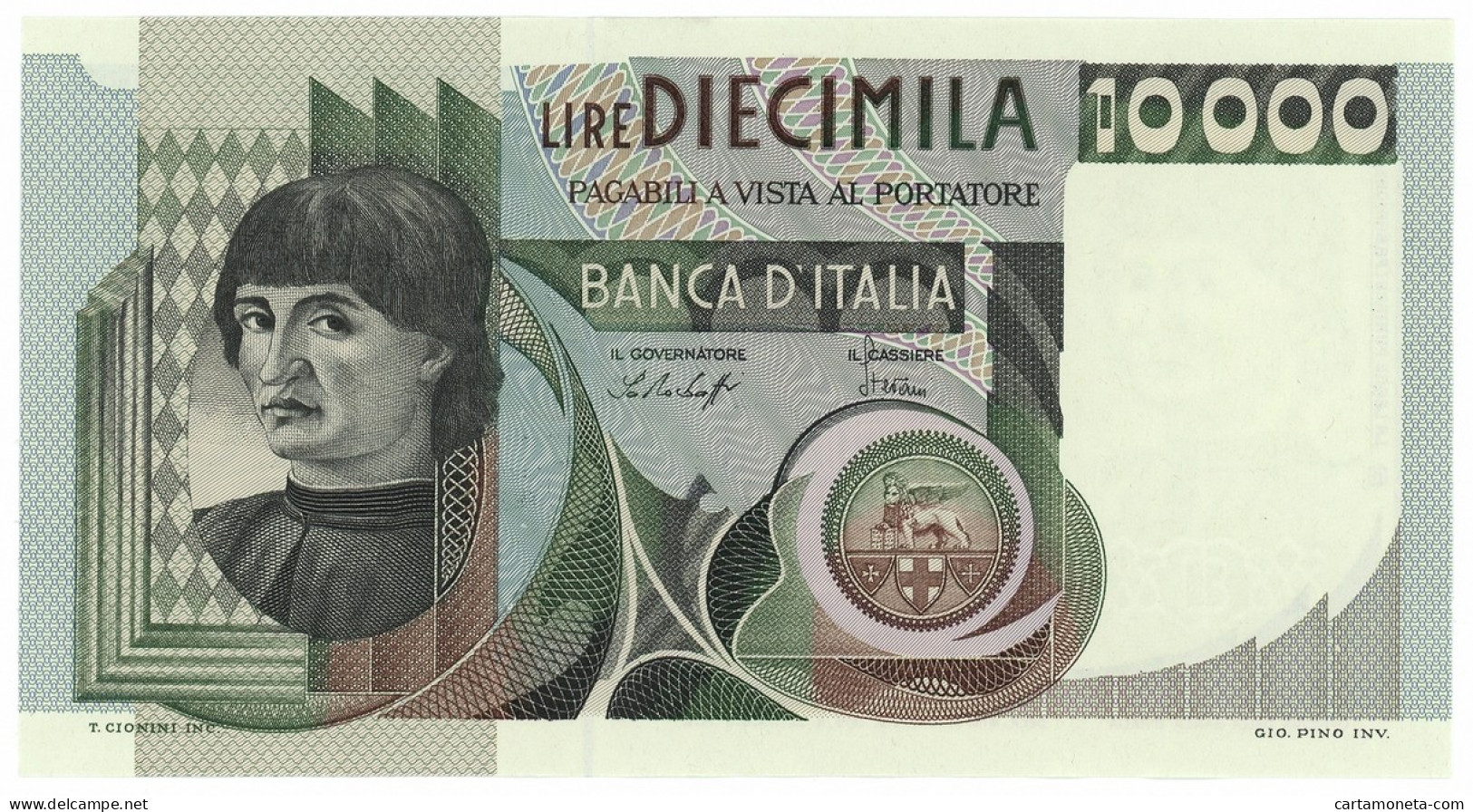 10000 LIRE RITRATTO D'UOMO A MEZZOBUSTO ANDREA DEL CASTAGNO 30/10/1976 SUP - Otros & Sin Clasificación