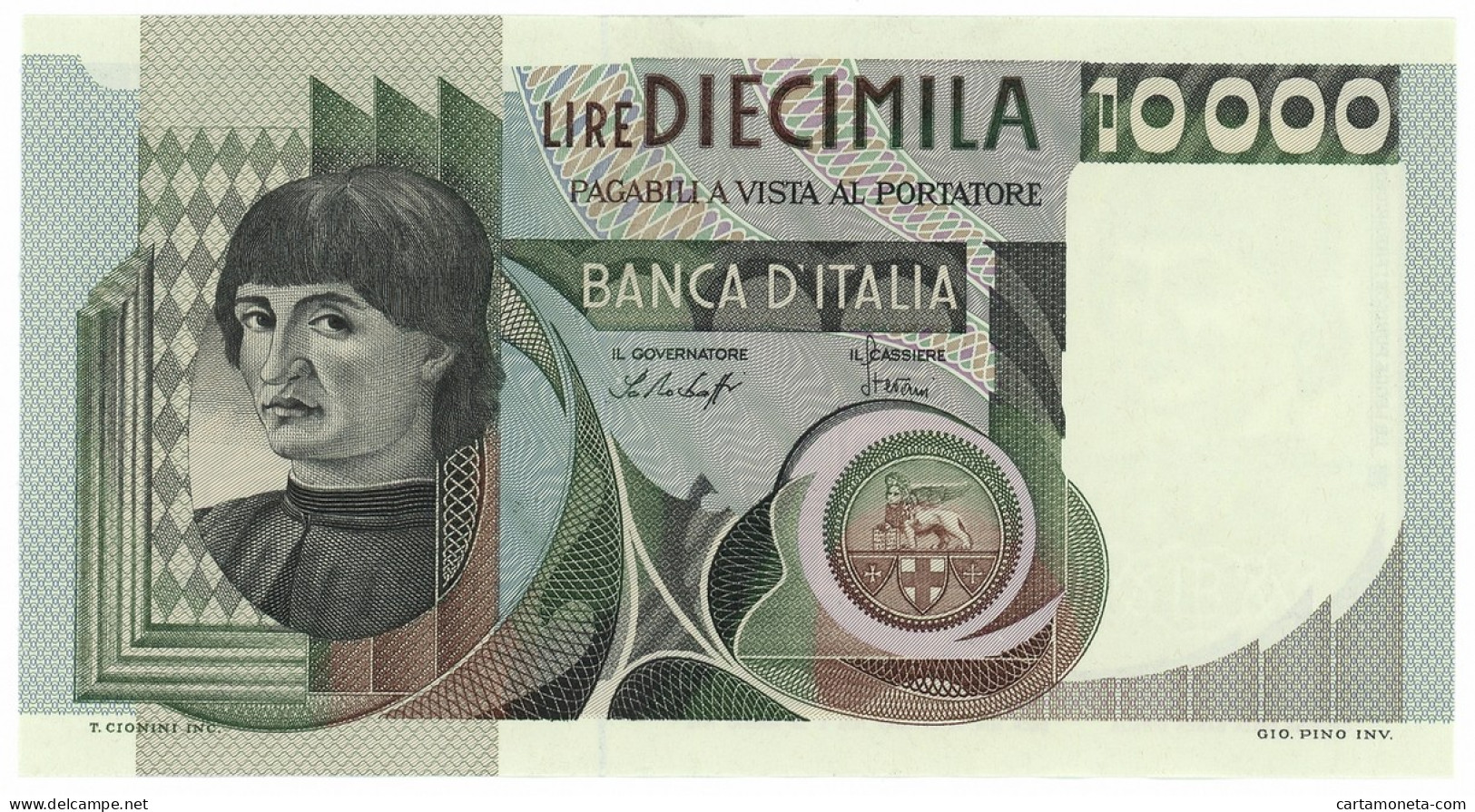 10000 LIRE RITRATTO D'UOMO A MEZZOBUSTO ANDREA DEL CASTAGNO 30/10/1976 SUP+ - Autres & Non Classés