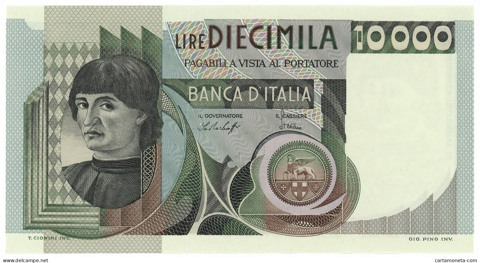 10000 LIRE RITRATTO D'UOMO A MEZZOBUSTO ANDREA DEL CASTAGNO 30/10/1976 SUP+ - Autres & Non Classés