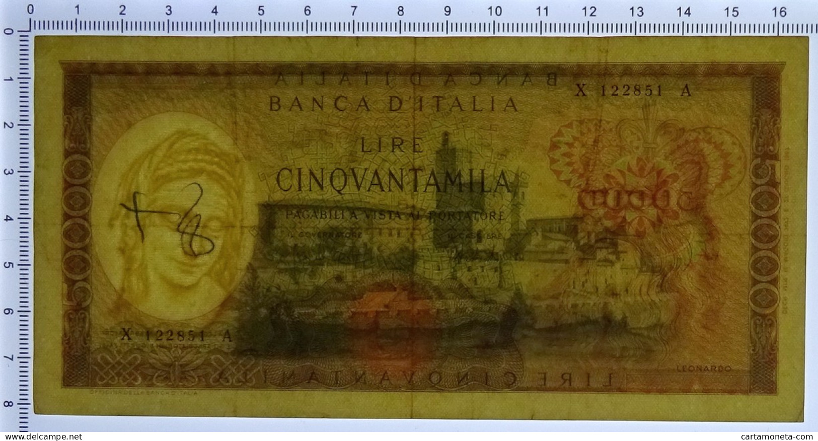 50000 LIRE BANCA D'ITALIA LEONARDO DA VINCI MEDUSA 16/05/1972 BB- - Autres & Non Classés