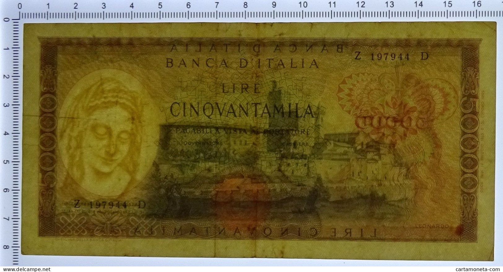 50000 LIRE BANCA D'ITALIA LEONARDO DA VINCI MEDUSA 16/05/1972 BB - Altri & Non Classificati