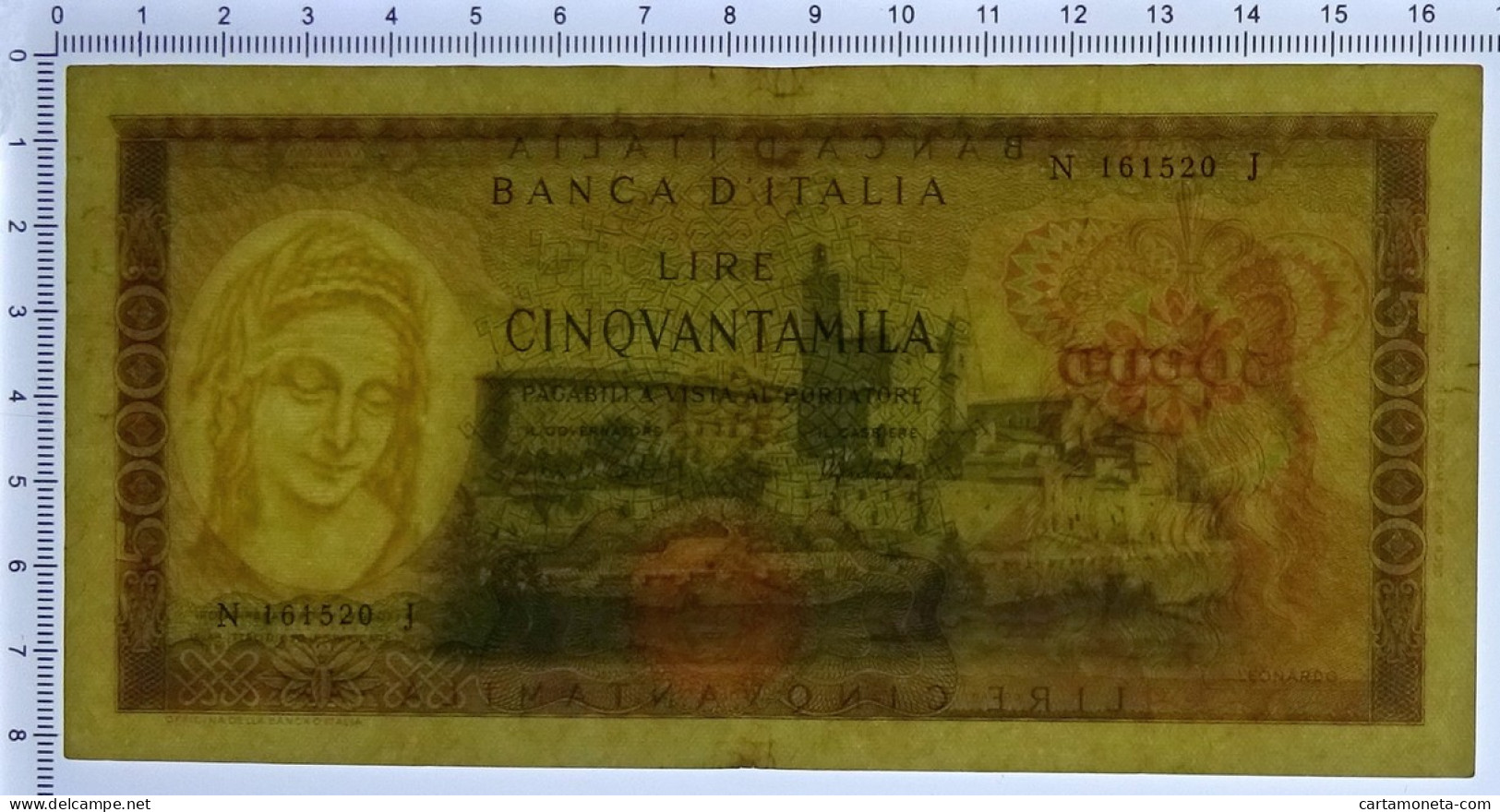 50000 LIRE BANCA D'ITALIA LEONARDO DA VINCI MEDUSA 16/05/1972 BB/BB+ - Andere & Zonder Classificatie