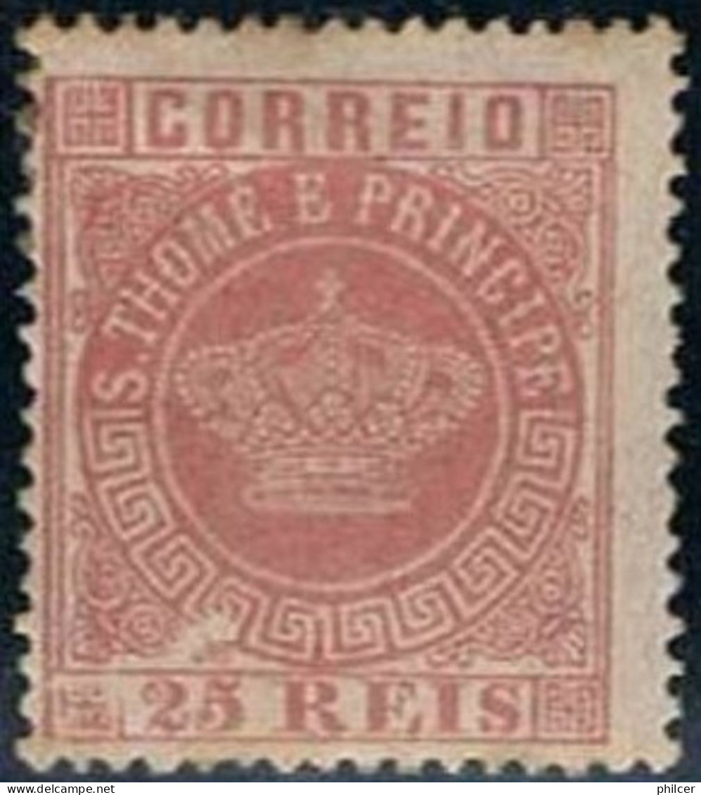 S. Tomé, 1875, # 4 Dent. 13 1/2, Falta De Tinta, MHNG - St. Thomas & Prince