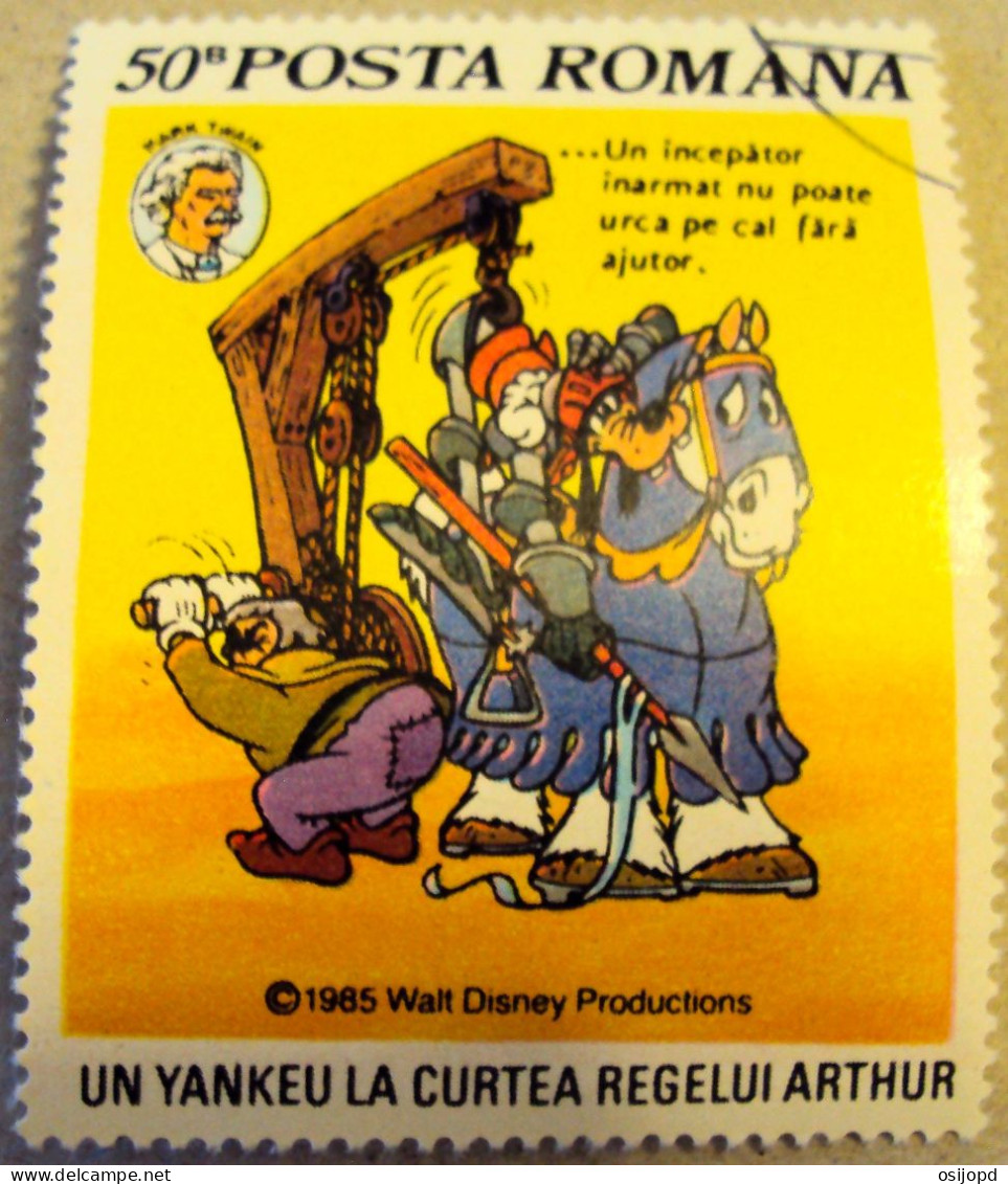 Rumänien, 1985, Mi 4211, Disney, 50  Bani,gelb, Strich Durch Den Linken Fuß Von Romana, Abart,,gestempelt - Variedades Y Curiosidades