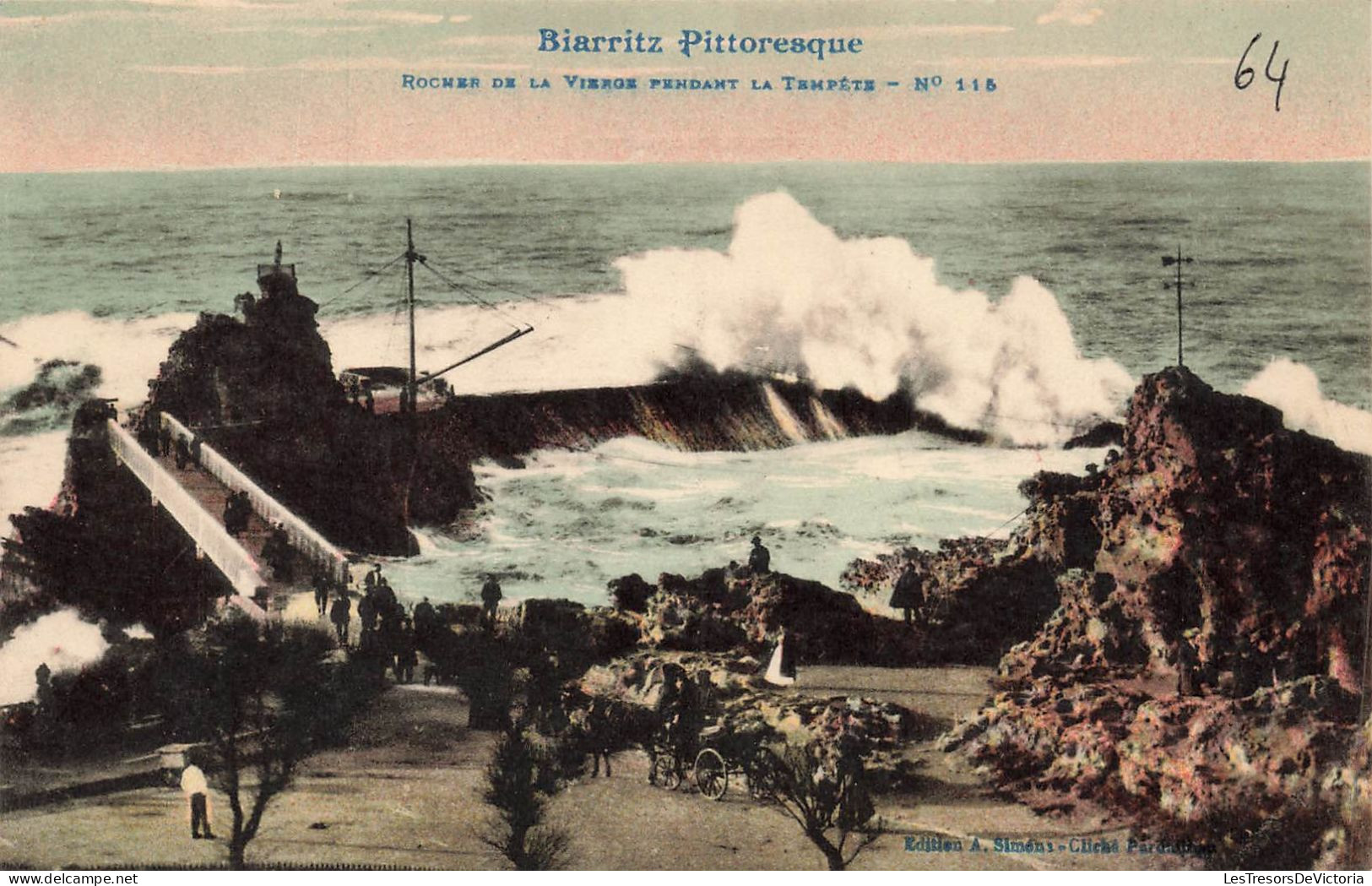 FRANCE - Biarritz - Rocher De La Vierge Pendant La Tempête - Carte Postale Ancienne - Biarritz