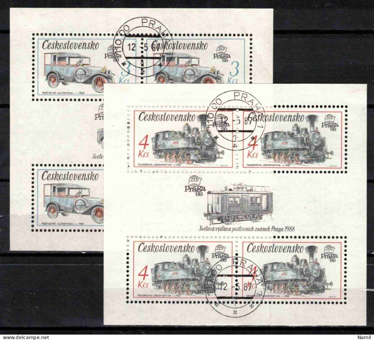 Tchécoslovaquie 1987 Mi 2922-3 - Bl.70-1 (Yv BF 74-5), Obliteré - Gebraucht