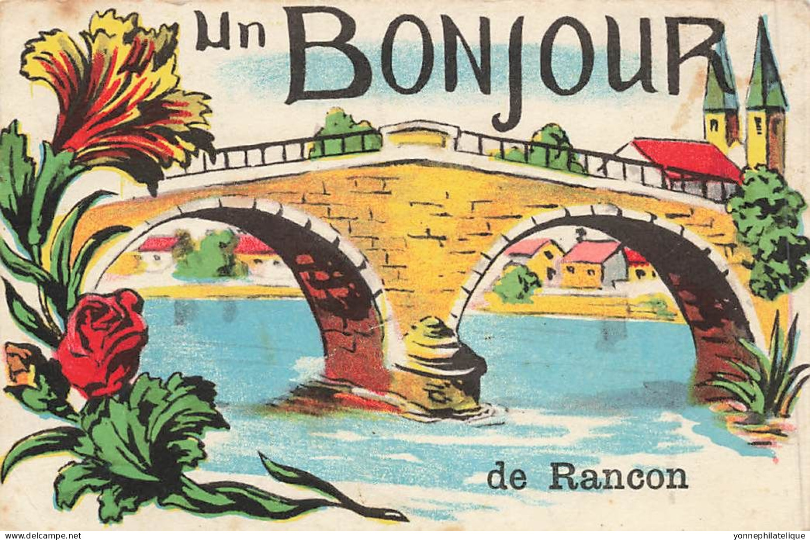 87 - HAUTE-VIENNE - RANCON - Carte Fantaisie Ancienne "un Bonjour De" - Illustration - 10413 - Rilhac Rancon