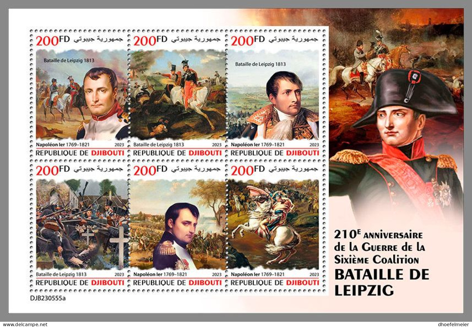DJIBOUTI 2023 MNH Battle Of Leipzig Napoleon Völkerschlacht M/S – OFFICIAL ISSUE – DHQ2410 - Revolución Francesa