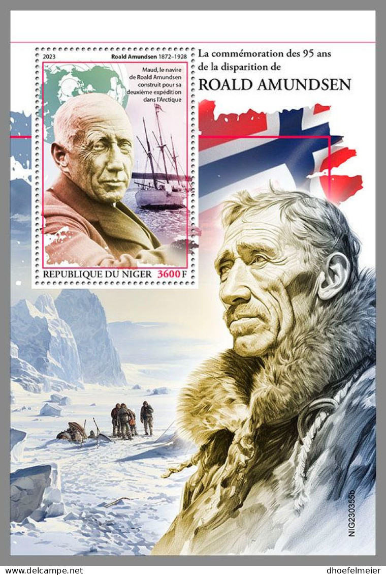 NIGER 2023 MNH Roald Amundsen Explorer Polarforscher S/S – OFFICIAL ISSUE – DHQ2410 - Explorateurs & Célébrités Polaires