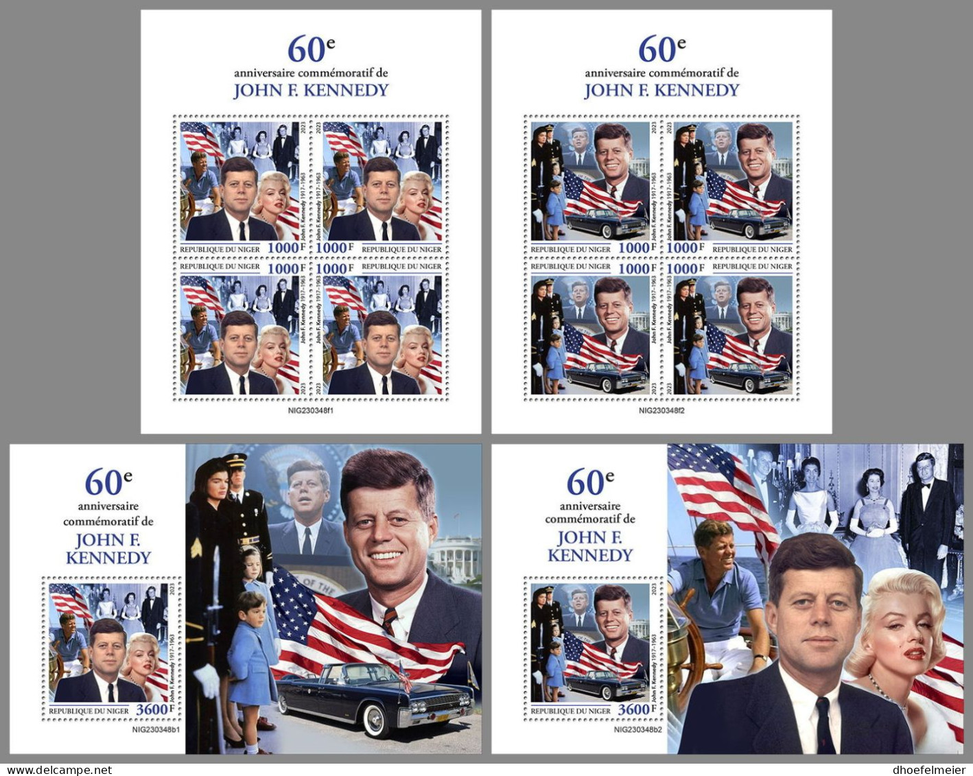 NIGER 2023 MNH John F. Kennedy 2M/S+2S/S – OFFICIAL ISSUE – DHQ2410 - Kennedy (John F.)