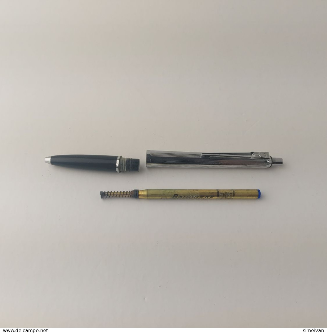 Vintage Ballograf Epoca Ballpoint Pen Black Chrome Plastic Made in Sweden #5506