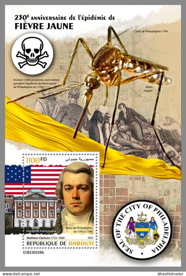 DJIBOUTI 2023 MNH 230 Years Yellow Fever Epidemic Gelbfieber Epidemie S/S – IMPERFORATED – DHQ2410 - Malattie