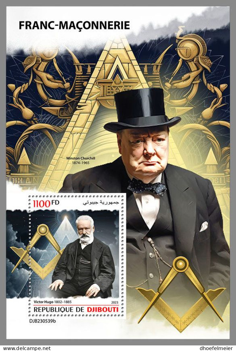 DJIBOUTI 2023 MNH Freemasonry Freimaurer S/S – IMPERFORATED – DHQ2410 - Francmasonería