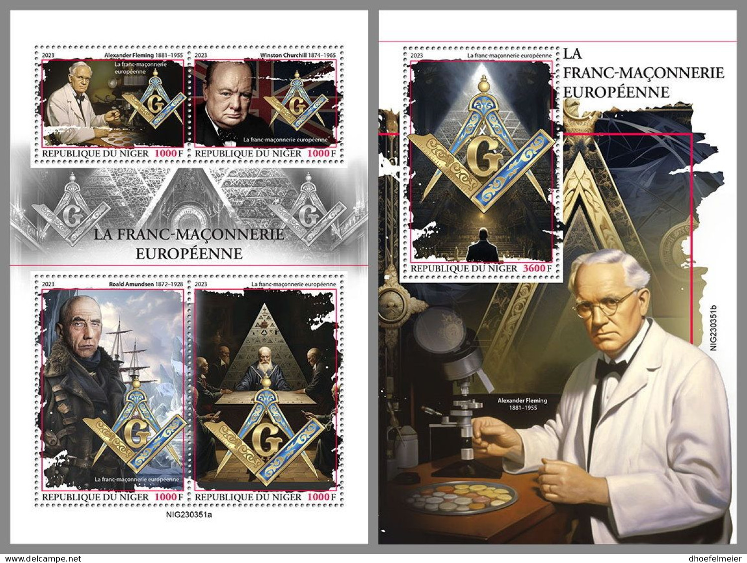 NIGER 2023 MNH European Freemasonry Freimaurer M/S+S/S – IMPERFORATED – DHQ2410 - Freemasonry