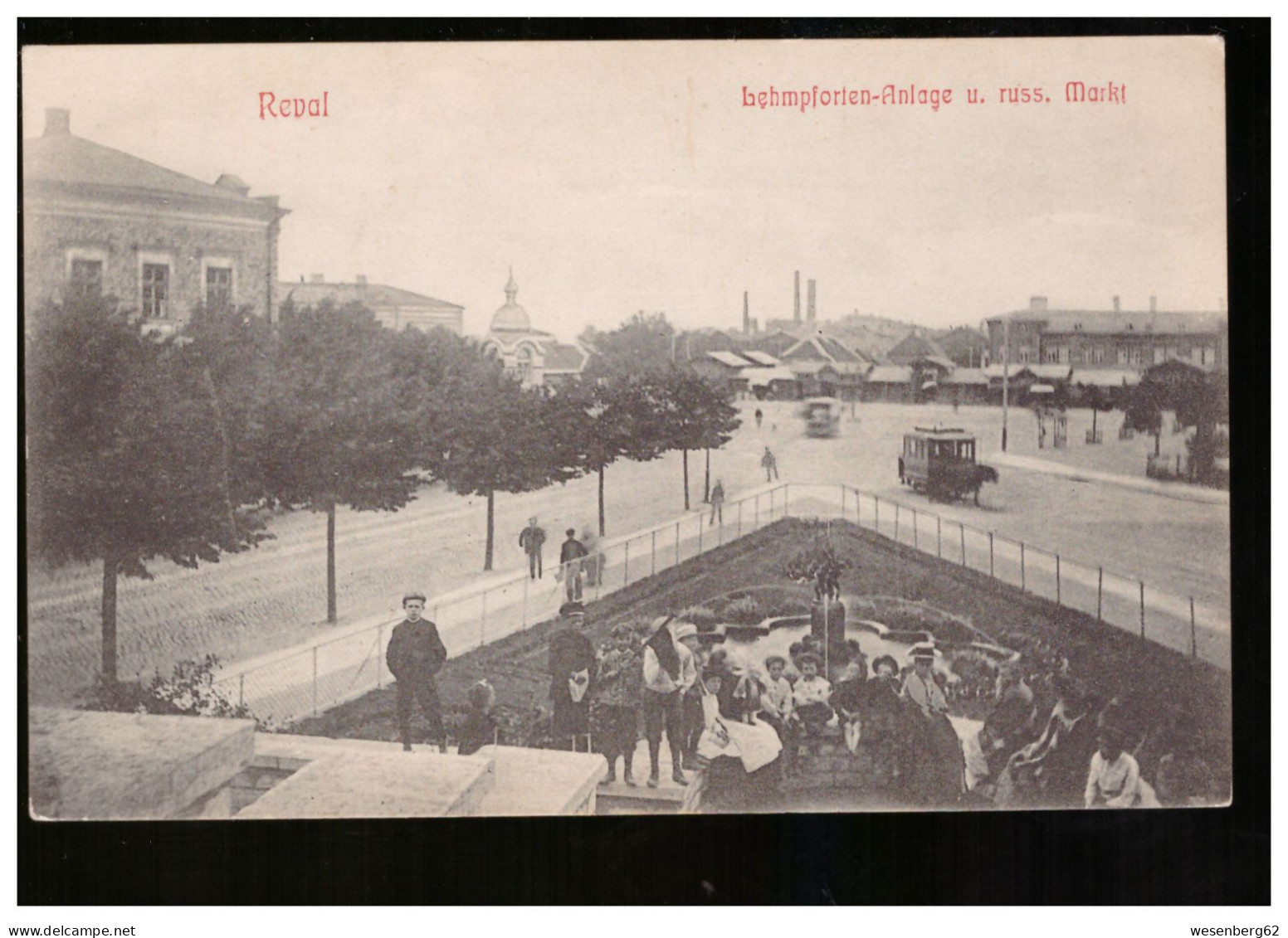 Reval/ Tallinn Lehmpforte- Anlage U. Russ Markt Tram Ca 1910 - Estonia