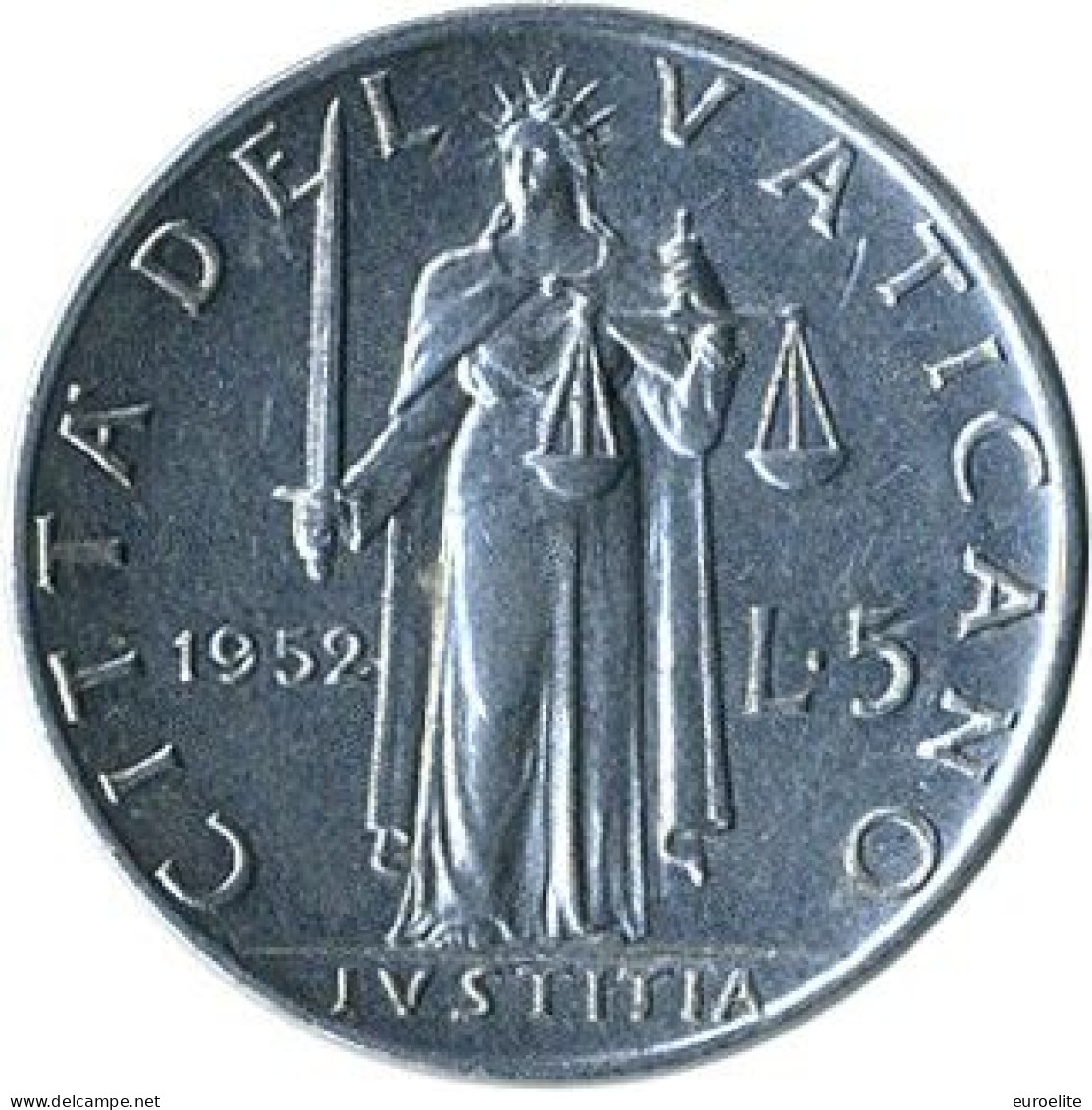 VATICANO  PIO XII 5 Lire ANNO 1952 - Vatican