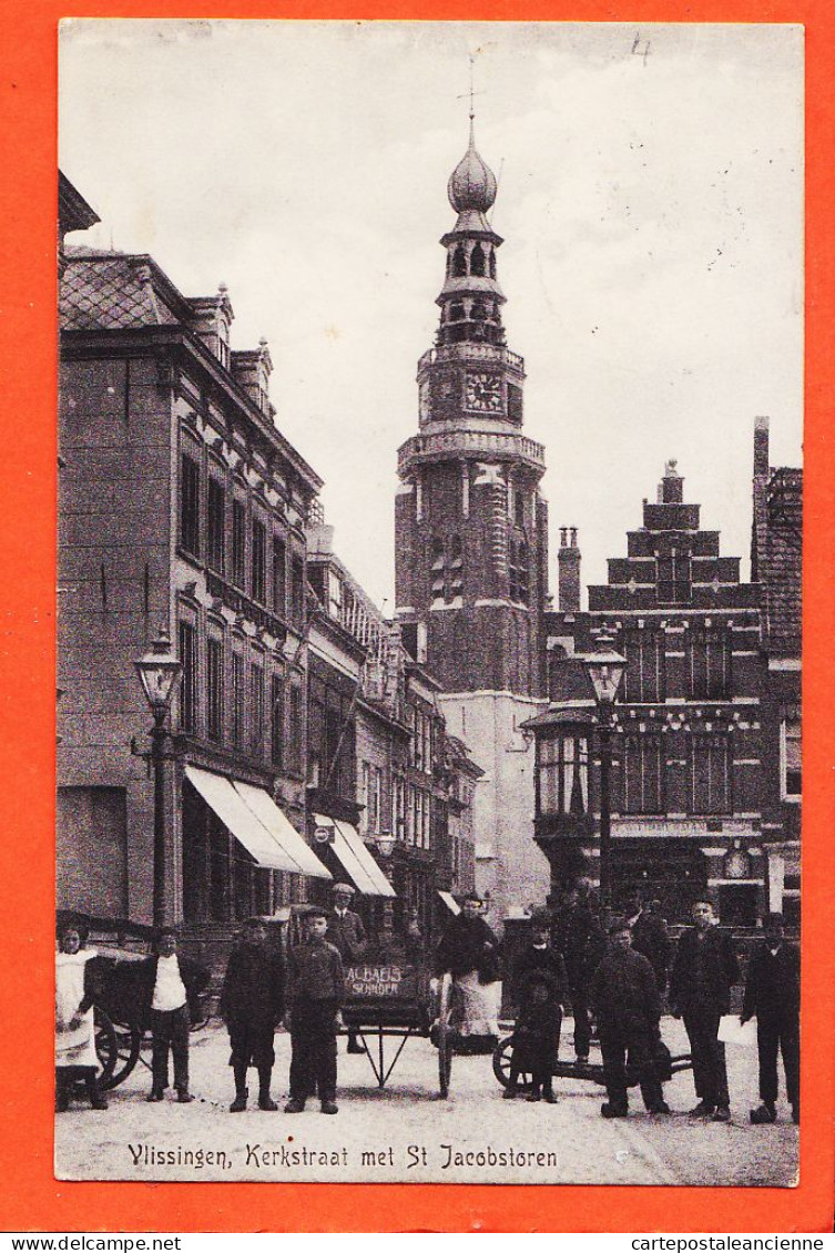 32438 / ⭐ VLISSINGEN Zeeland Straatbeeld Kerkstraat Sint St JACOBSTOREN Eglise 1909 à BRENOT Dreux / WIJMA Pays-Bas  - Vlissingen