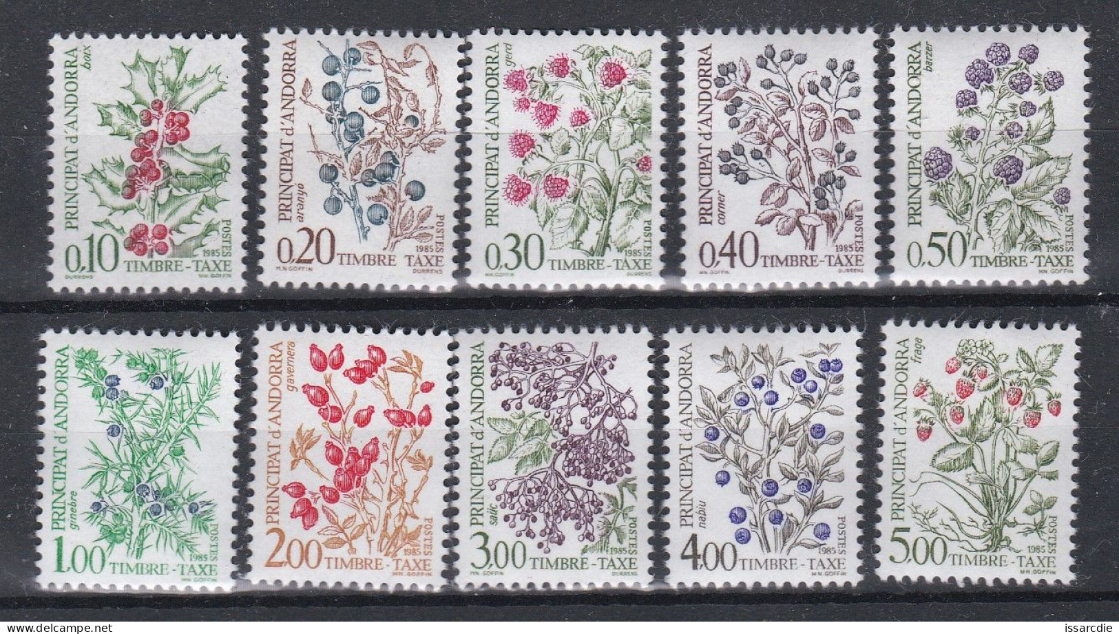 Andorre Timbres Taxe Flore Baies Sauvage N° 53/62 Neufs** - Ungebraucht