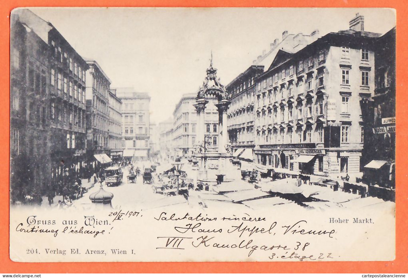 32332 / ⭐ Gruß Aus WIEN Gruss Austria Hoher Markt 1901 à Gabrielle RINJOU Avenue Des Citronniers Monte-Carlo -ARENZ 204 - Wien Mitte